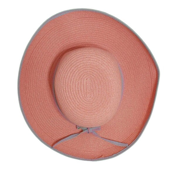 Scala Hat Up Brim Light Pink With Pastel Colored Trim Beach Sun Hat - Picture 1 of 9